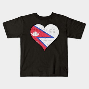 Nepalese Jigsaw Puzzle Heart Design - Gift for Nepalese With Nepal Roots Kids T-Shirt